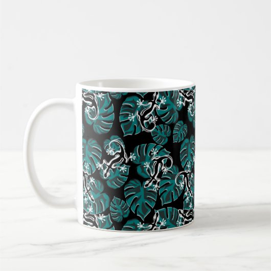 Salamander en Green Leaf Pattern Koffiemok (Links)