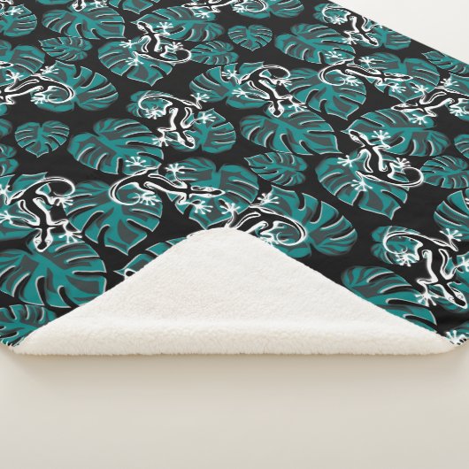 Salamander en Green Leaf Pattern Sherpa Deken (3/4)