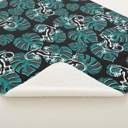 Salamander en Green Leaf Pattern Sherpa Deken (3/4)