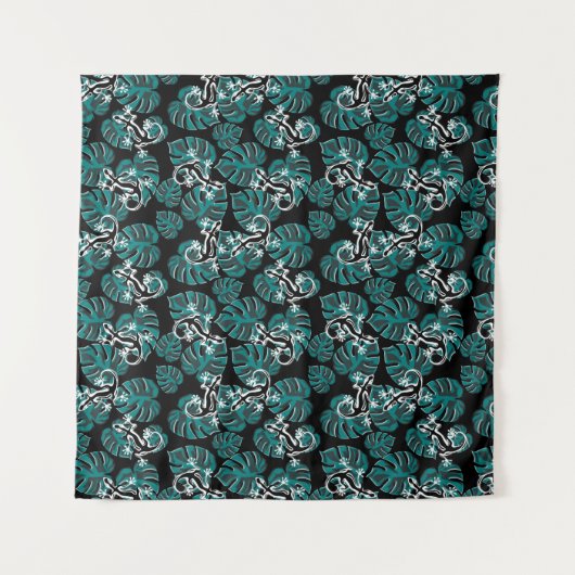 Salamander en Green Leaf Pattern Wandkleed (Voorkant (horizontaal))