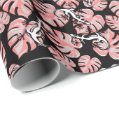 Salamander en roze bladeren die het patroon herhal cadeaupapier (Rol Hoek)