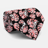 Salamander en roze bladeren die het patroon herhal stropdas (Opgerold)