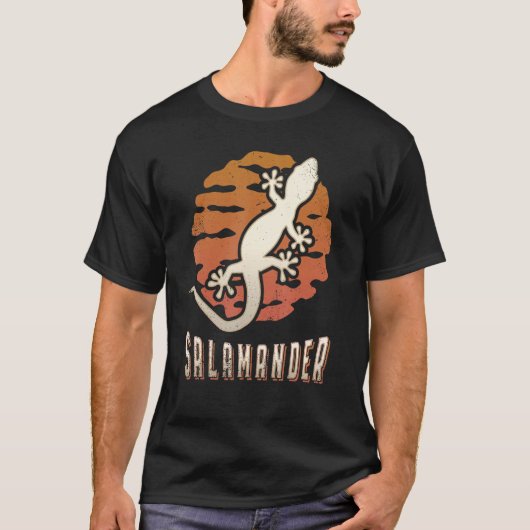 Salamander Vintage Retro Classic Animal Sunset T-shirt (Voorkant)