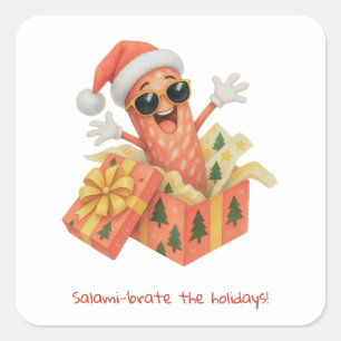 Salami-brate de feestdagen! vierkante sticker