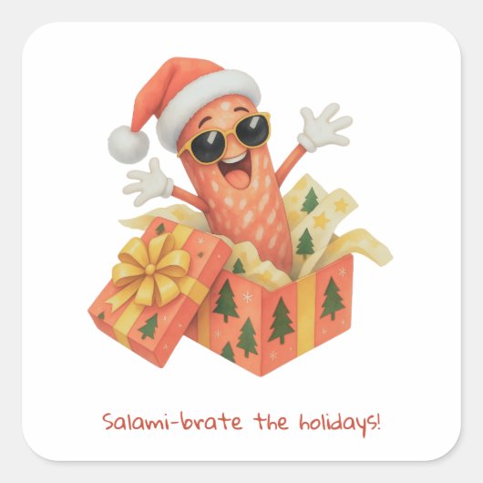 Salami-brate de feestdagen! vierkante sticker (Voorkant)