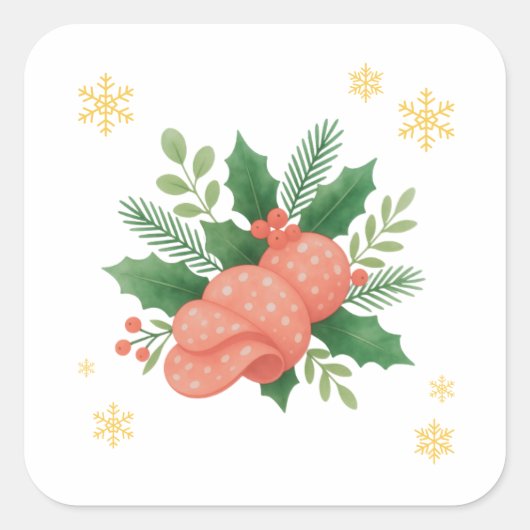Salami Kerstmis Vierkante Sticker (Voorkant)