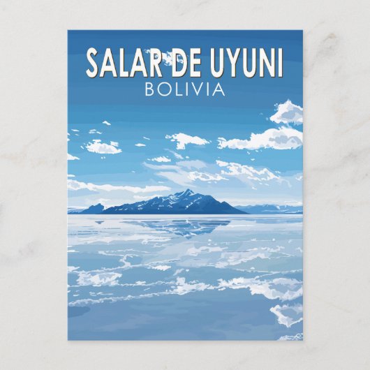 Salar de Uyuni Bolivia Reizen Kunst Vintage Briefkaart (Voorkant)