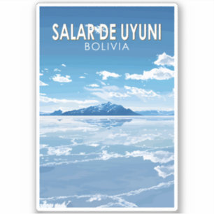 Salar de Uyuni Bolivia Reizen Kunst Vintage Sticker