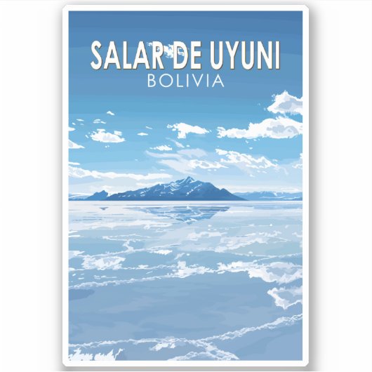 Salar de Uyuni Bolivia Reizen Kunst Vintage Sticker (Voorkant)