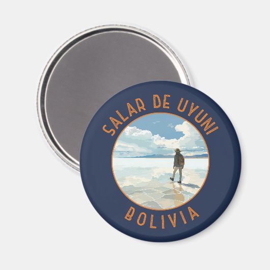 Salar de Uyuni Bolivia Retro Noodcirkel Magneet (Voorkant / Achterkant)
