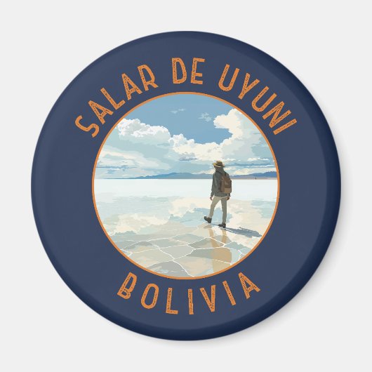 Salar de Uyuni Bolivia Retro Noodcirkel Magneet (Voorkant)