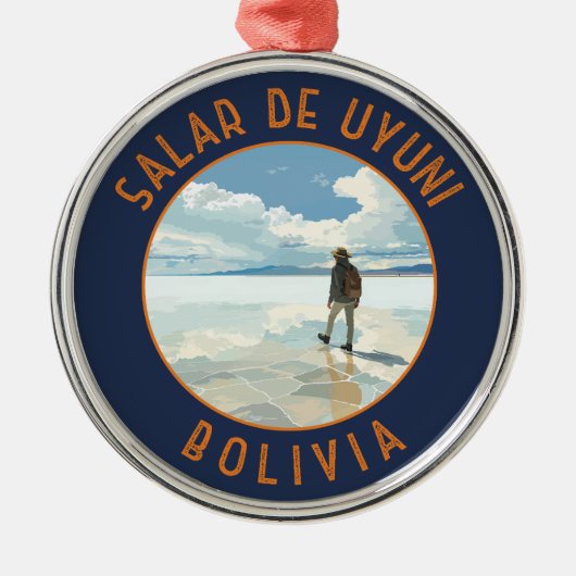 Salar de Uyuni Bolivia Retro Noodcirkel Metalen Ornament (Voorkant)