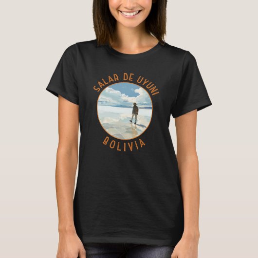 Salar de Uyuni Bolivia Retro Noodcirkel T-shirt (Voorkant)