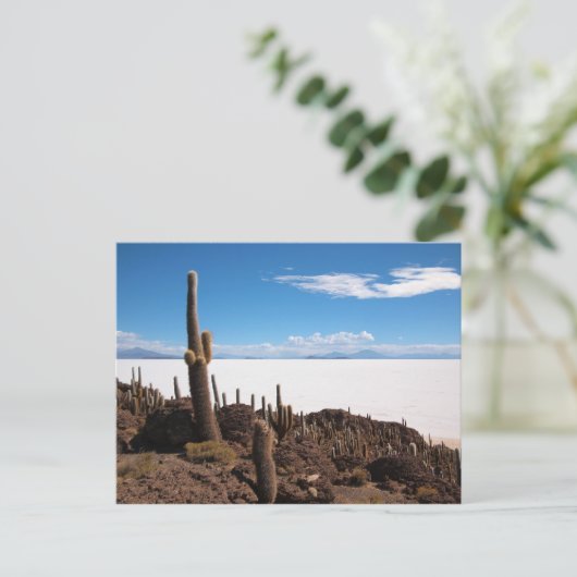 Salar de Uyuni cactus briefkaart (Staand voorkant)