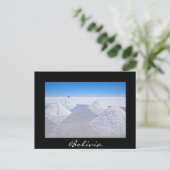 Salar de Uyuni zout vlakt zwart briefkaart af (Staand voorkant)