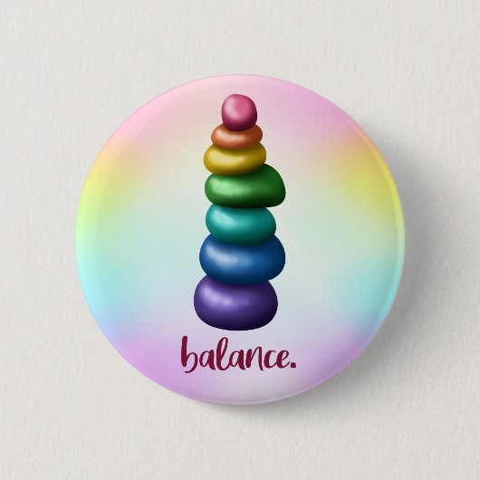 Saldo. Rainbow Stacking Rocks Pin Button (Voorkant)