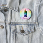 Saldo. Rainbow Stacking Rocks Pin Button (In situ)