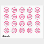 Sale 50 procent korting op roze cirkel stickers (Vel)