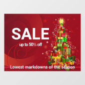 SALE kerstfeestdag thema in rode aangepaste tekst Raamsticker (Vel)