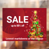 SALE kerstfeestdag thema in rode aangepaste tekst Raamsticker (Vel 2)