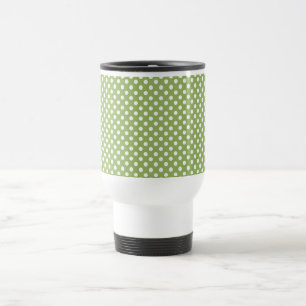 SALE - Kiwi Green Polka Dot Retro Travel Mug Reisbeker