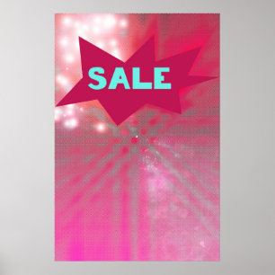 Sale Sign Funky Starburst Retro Zine Style Poster