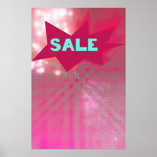 Sale Sign Funky Starburst Retro Zine Style Poster (Voorkant)