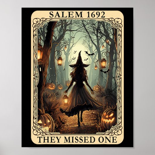 Salem 1692 Halloween Witch Ze misten een Tarot C Poster (Voorkant)