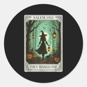 Salem 1692 Halloween Witch Ze misten een Tarot C Ronde Sticker