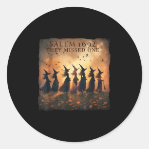 Salem 1692 Halloween Witch Ze misten een Tarot C Ronde Sticker