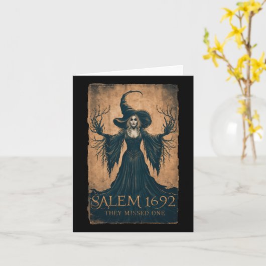 Salem 1692 Ze misten een Halloween feministische h Kaart (Gele Bloem)