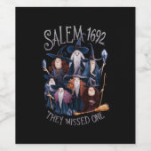 Salem 1692 Ze misten een Halloween heks Wijn Etiket (Enkel label)