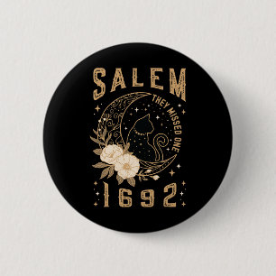 Salem 1692 Ze misten een heksenproces Black Cat M Ronde Button 5,7 Cm
