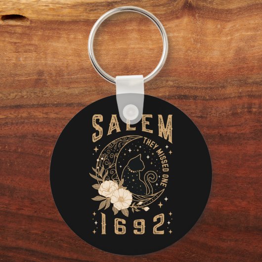 Salem 1692 Ze misten een heksenproces Black Cat M Sleutelhanger (Voorkant)