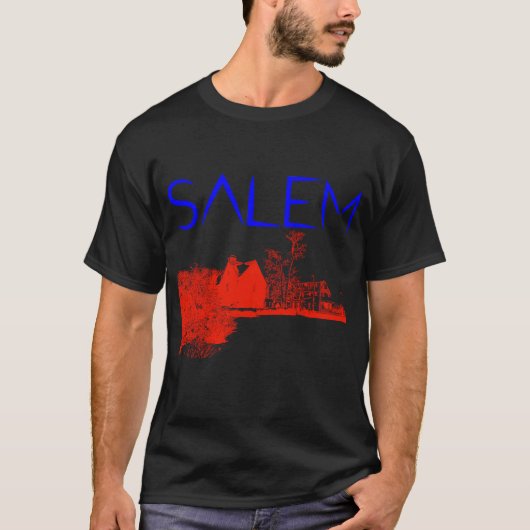Salem American History House of Seven Gables Black T-shirt (Voorkant)