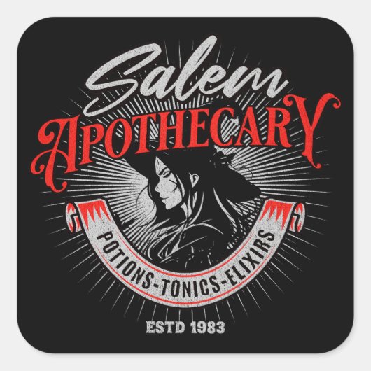 Salem Apothecary Vintage Witch Vierkante Sticker (Voorkant)