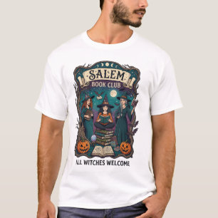 Salem Boek Club Alle Heksen Welkom Halloween Pomp T-shirt