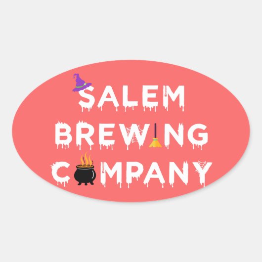 Salem Brewing Company White Ovale Sticker (Voorkant)