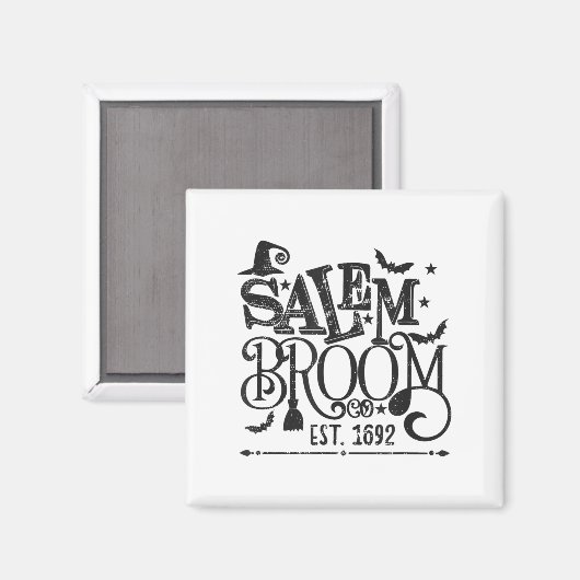 Salem Broom Co Est 1692 Grappig Halloween Heksenqu Magneet (Voorkant / Achterkant)
