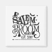 Salem Broom Co Est 1692 Grappig Halloween Heksenqu Magneet (Voorkant)