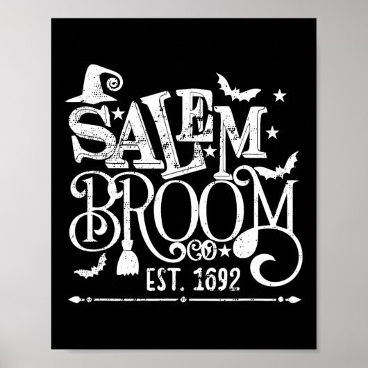 Salem Broom Co Est 1692 Grappige Halloween Heks Sa Poster (Voorkant)
