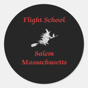 Salem Flight School Halloween Witch Apparel Gift Ronde Sticker
