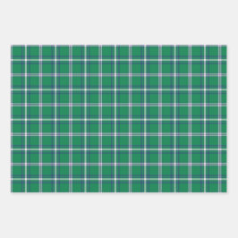 Salem Green and White Plaid Holiday Inpakpapier Vel