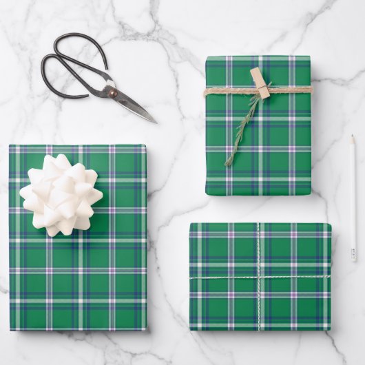 Salem Green and White Plaid Holiday Inpakpapier Vel (Voorkant)