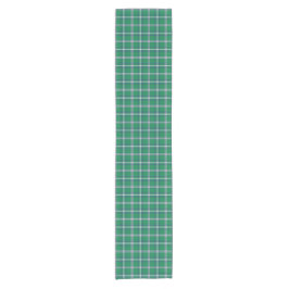 Salem Green and White Plaid Korte Tafelloper