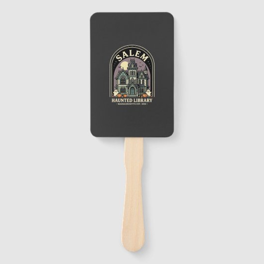 Salem Haunted Library Halloween-ontwerp_1 Handwaaier (Voorkant)