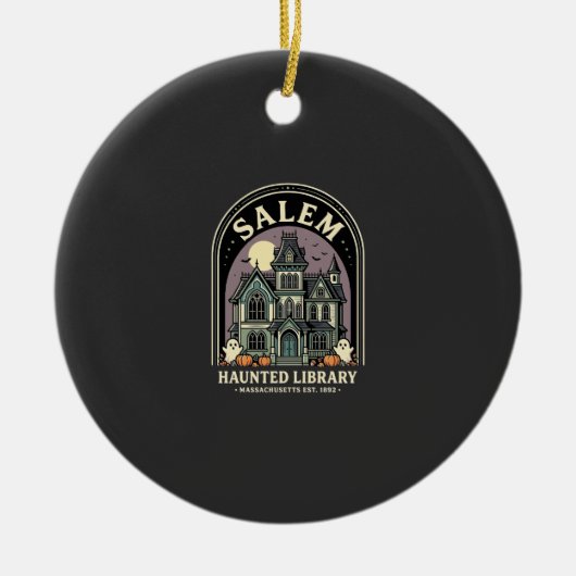 Salem Haunted Library Halloween-ontwerp_1 Keramisch Ornament (Voorkant)