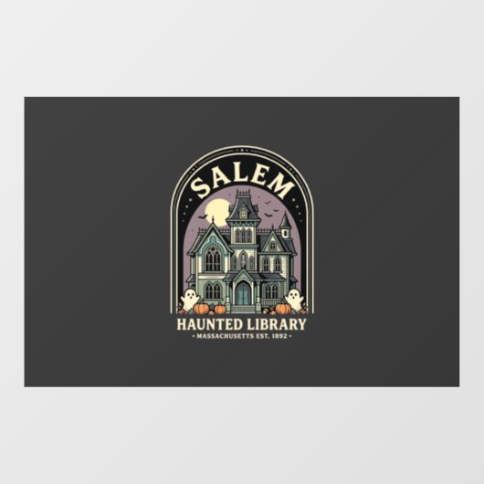 Salem Haunted Library Halloween-ontwerp_1 Raamsticker (Vel)
