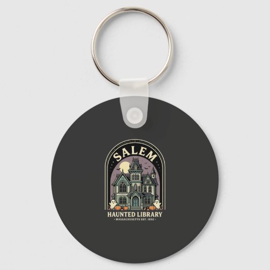 Salem Haunted Library Halloween-ontwerp_1 Sleutelhanger (Voorkant)