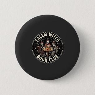 Salem Heksen Boek Club Halloween Skelet Ontwerp_1 Ronde Button 5,7 Cm